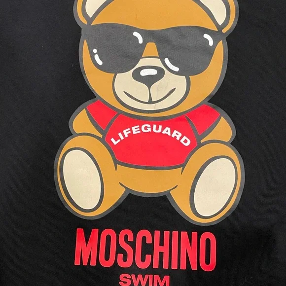 MOSCHINO Swim Lifeguard Bear Sweatshirt Cotton Black S Small